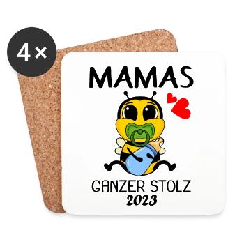 Baby 2023 - Geburt Schwanger 2023 - Baby Junge - Untersetzer (4er-Set) - Weiß - Vorne