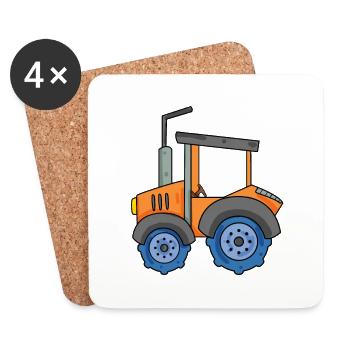 Agricultural machinery Tractor Farm Vehicles - Coasters (set of 4) - white - Front