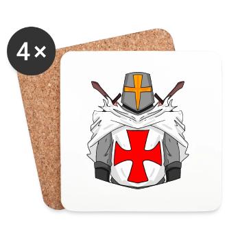 Croix de l’épée des Templiers - Dessous de verre (lot de 4) - blanc - Devant