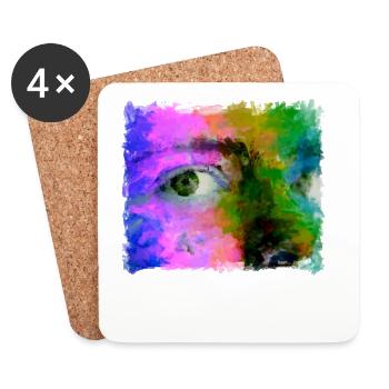 Art Oilpainting Colorful Eye - Coasters (set of 4) - white - Front