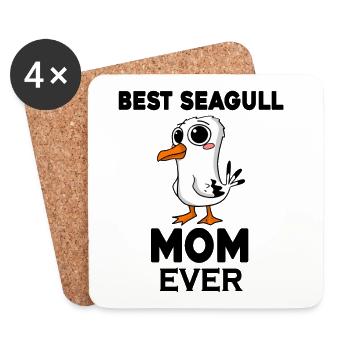Maman Maman Mer du Nord Meilleure Mouettes Maman - Dessous de verre (lot de 4) - blanc - Devant