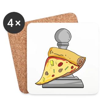 Échecs et pizza - Dessous de verre (lot de 4) - blanc - Devant