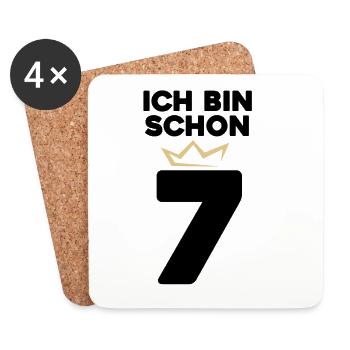 7 Geburtstag - 7 Jahre mit Krone - Untersetzer (4er-Set) - Weiß - Vorne