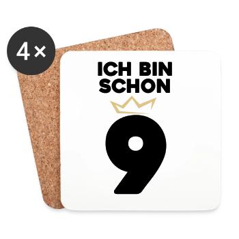 9 Geburtstag - 9 Jahre mit Krone - Untersetzer (4er-Set) - Weiß - Vorne