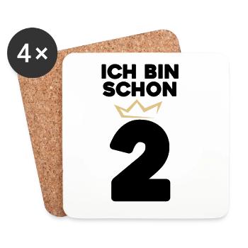 2 Geburtstag - 2 Jahre mit Krone - Untersetzer (4er-Set) - Weiß - Vorne