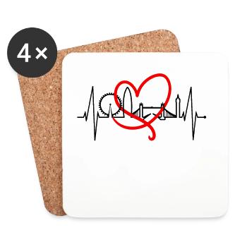 London Heartbeat Skyline England Heart Union Jack - Coasters (set of 4) - white - Front