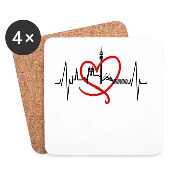 Munich Skyline Heartbeat Bavaria Fan Love Munich - Coasters (set of 4) - white - Front