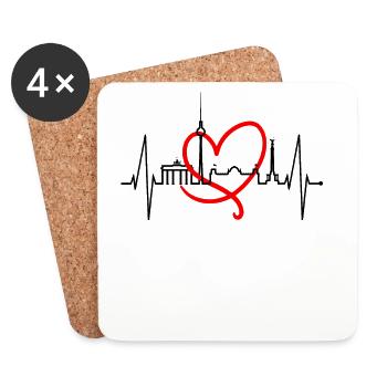 Berlin Skyline Heartbeat Heart Love Love Berliners - Coasters (set of 4) - white - Front