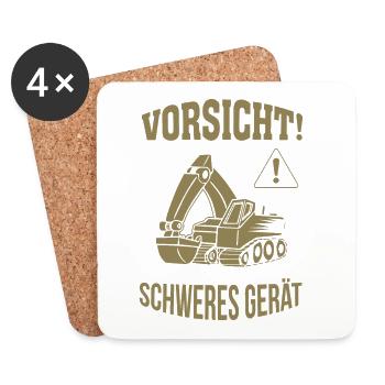 Bagger Baggerfahrer Baugeräteführer Schweres Gerät - Untersetzer (4er-Set) - Weiß - Vorne
