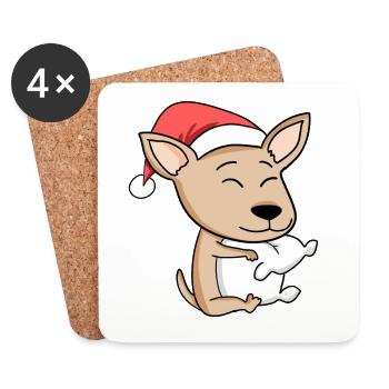 Chihuahua Dog Christmas Sleep Tired - Coasters (set of 4) - white - Front