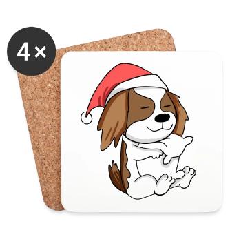 Cavalier King Charles Spaniel Dog Christmas - Coasters (set of 4) - white - Front