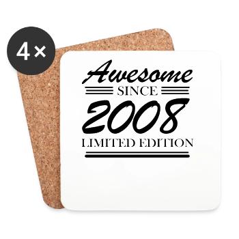 2008 - Vintage 2008 - Fantastic since 2008 - Coasters (set of 4) - white - Front