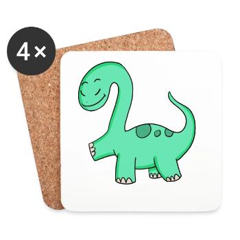 Dinosaurier Motiv - Untersetzer (4er-Set) - Weiß - Vorne