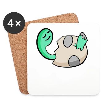 Dinosaur Egg Dino Baby Motif - Coasters (set of 4) - white - Front