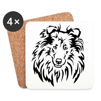 Collie Kopf - Untersetzer (4er-Set) - Weiß - Vorne