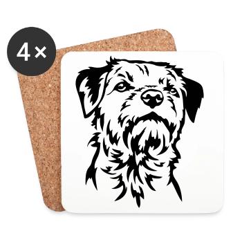 Tête de Border Terrier - Dessous de verre (lot de 4) - blanc - Devant