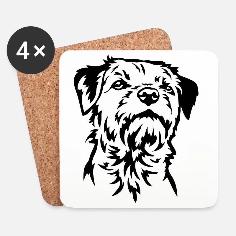 Border Terrier Kopf - Untersetzer (4er-Set) - Weiß