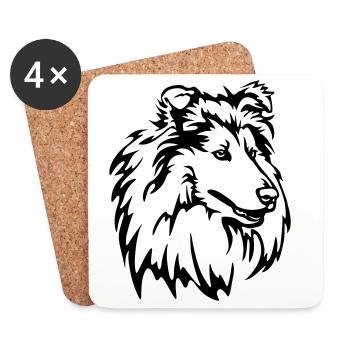 Collie Kopf - Untersetzer (4er-Set) - Weiß - Vorne