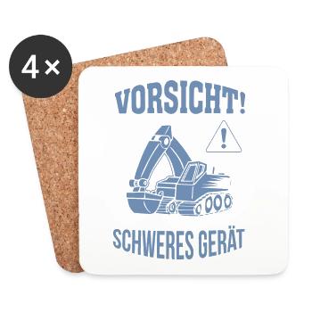 Bagger Baggerfahrer Baugeräteführer Schweres Gerät - Untersetzer (4er-Set) - Weiß - Vorne