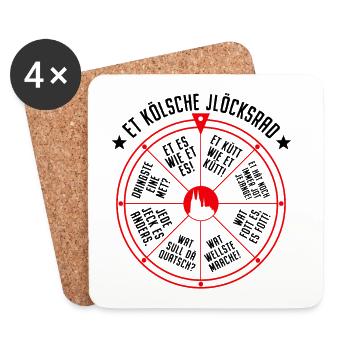 Köln Glücksrad Et Kölsche Jlöcksrad Et Kütt Kölner - Untersetzer (4er-Set) - Weiß - Vorne