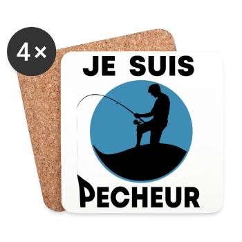 Je suis pêcheur - Dessous de verre (lot de 4) - blanc - Devant