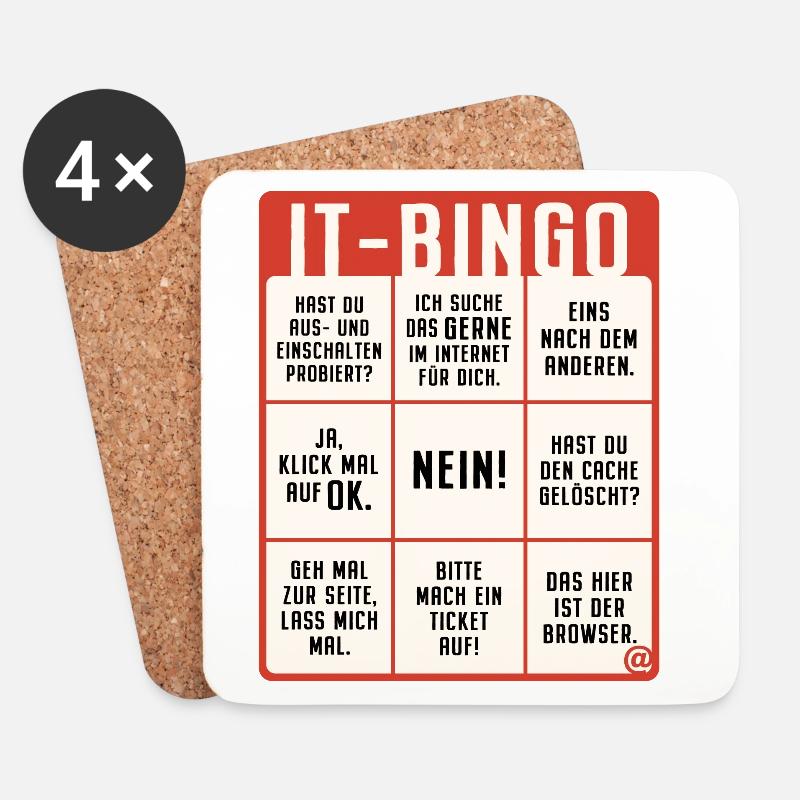 IT Support Bingo Service Desk IT Helpdesk Sysadmin - Untersetzer (4er-Set) - Weiß