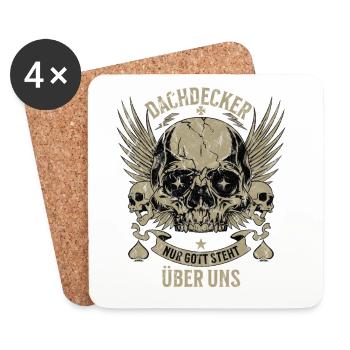Dachdecker Totenkopf mit Flügeln - Untersetzer (4er-Set) - Weiß - Vorne