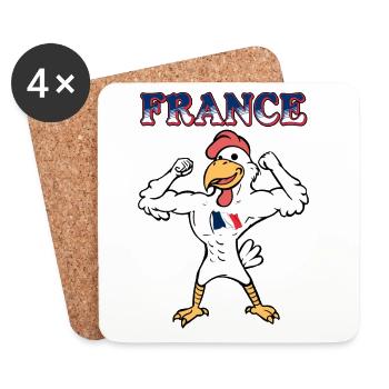 Coq Français Équipe de France de Sport - Dessous de verre (lot de 4) - blanc - Devant