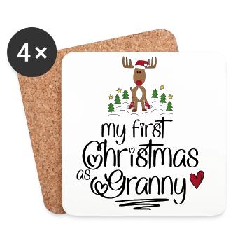 Cadeaux amusants pour Mamie pour Noël - Dessous de verre (lot de 4) - blanc - Devant