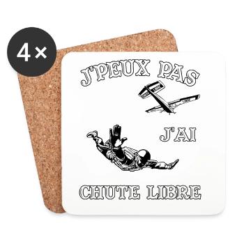 J'Peux Pas J'ai Chute Libre Cadeau Parachutiste - Dessous de verre (lot de 4) - blanc - Devant