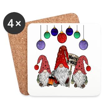Gnome Family Christmas Elves - Coasters (set of 4) - white - Front