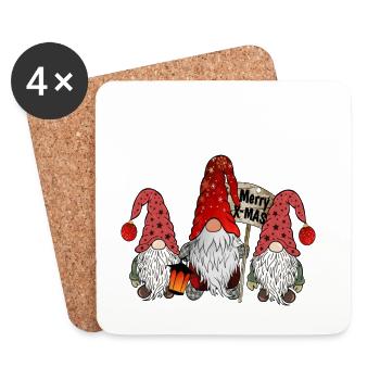Christmas Dwarfs Elves Gnome Family - Coasters (set of 4) - white - Front