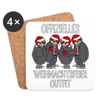 Offizielles Weihnachtsfeier 2025 Outfit Faultiere - Untersetzer (4er-Set) - Weiß - Vorne