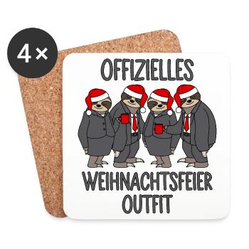 Faultiere Offizielles Weihnachtsfeier 2025 Outfit - Untersetzer (4er-Set) - Weiß - Vorne