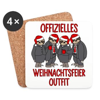 Offizielles Weihnachtsfeier 2025 Outfit Faultier - Untersetzer (4er-Set) - Weiß - Vorne