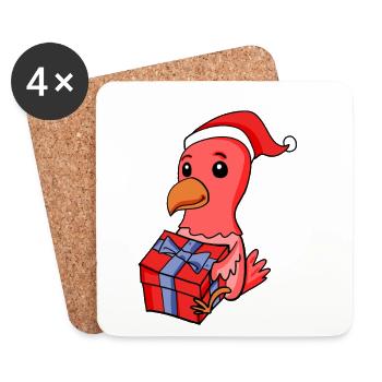 Christmas Chicken Baby with Gift - Coasters (set of 4) - white - Front