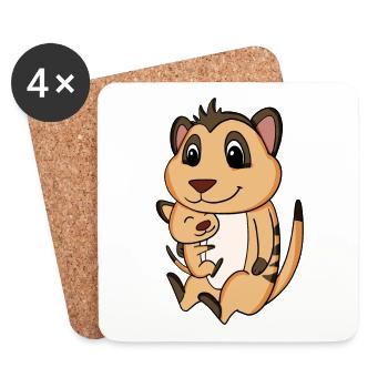 Family pregnancy - meerkat with baby - Coasters (set of 4) - white - Front