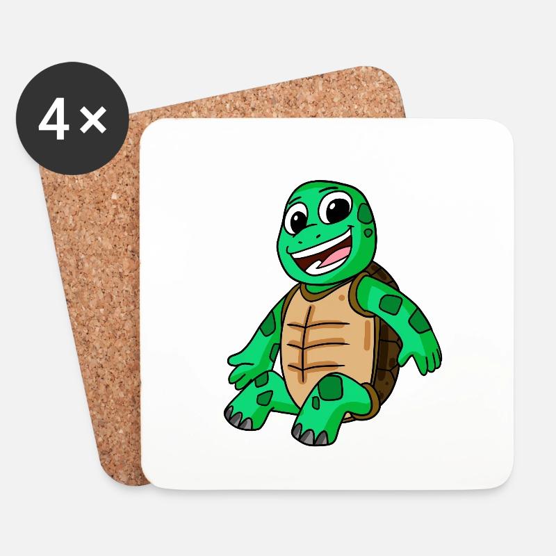 Schildkröte - Untersetzer (4er-Set) - Weiß