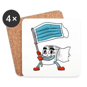 Drapeau de masque de papier toilette - Dessous de verre (lot de 4) - blanc - Devant