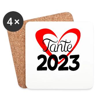 Tante 2023 - Tante werden - Tante Geschenk - Untersetzer (4er-Set) - Weiß - Vorne