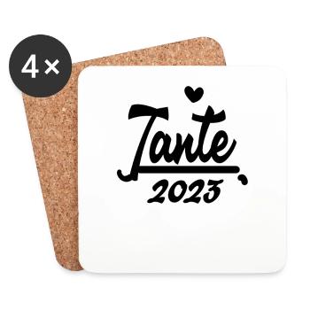 Tante 2023 - Tante werden - Tante Geschenk - Untersetzer (4er-Set) - Weiß - Vorne
