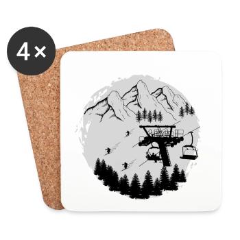 In the Snow Zone - Skiing Winter Sports - Untersetzer (4er-Set) - Weiß - Vorne