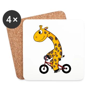 Giraffe rides a bike - Coasters (set of 4) - white - Front