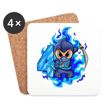4th birthday boy 4 years old ninja - Coasters (set of 4) - white - Front