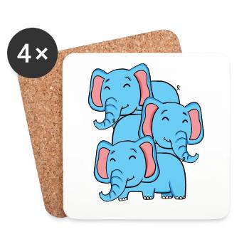 Niedliche Elefanten - Elefant - Untersetzer (4er-Set) - Weiß - Vorne