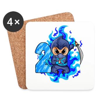 2ème anniversaire garçon 2 ans ninja - Dessous de verre (lot de 4) - blanc - Devant