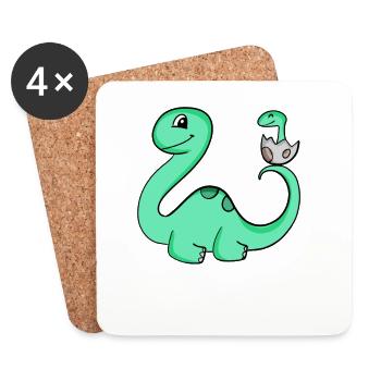 Dinosaur with baby dinosaur - Coasters (set of 4) - white - Front