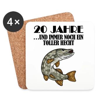 20. Geburtstag Angler Lustiger Spruch - 20 Jahre - Untersetzer (4er-Set) - Weiß - Vorne