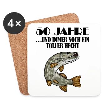50. Geburtstag Angler Lustiger Spruch - 50 Jahre - Untersetzer (4er-Set) - Weiß - Vorne
