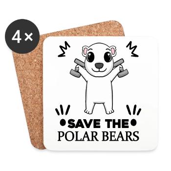 Eisbär Polarbär Bär Umwelt Klimaschutz Naturschutz - Untersetzer (4er-Set) - Weiß - Vorne